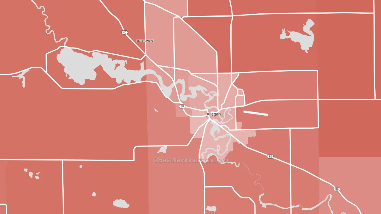 Allegan, MI block-group political-lean map