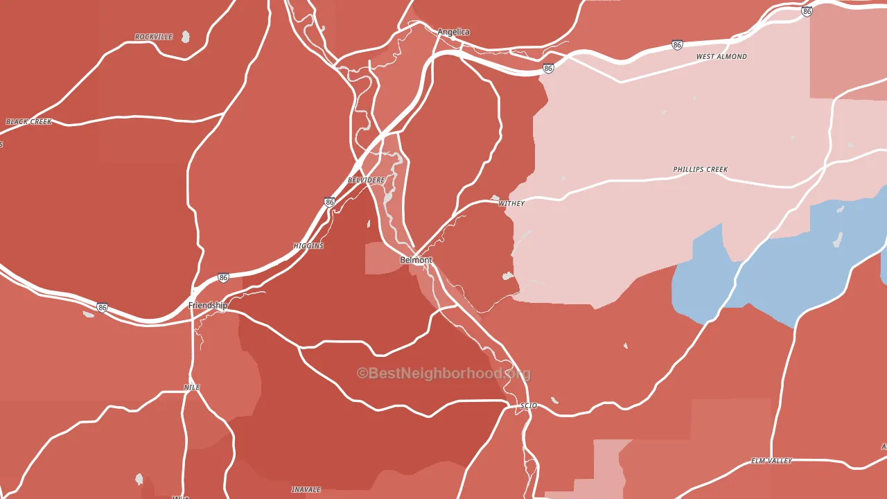 Allegany County, NY block-group political-lean map