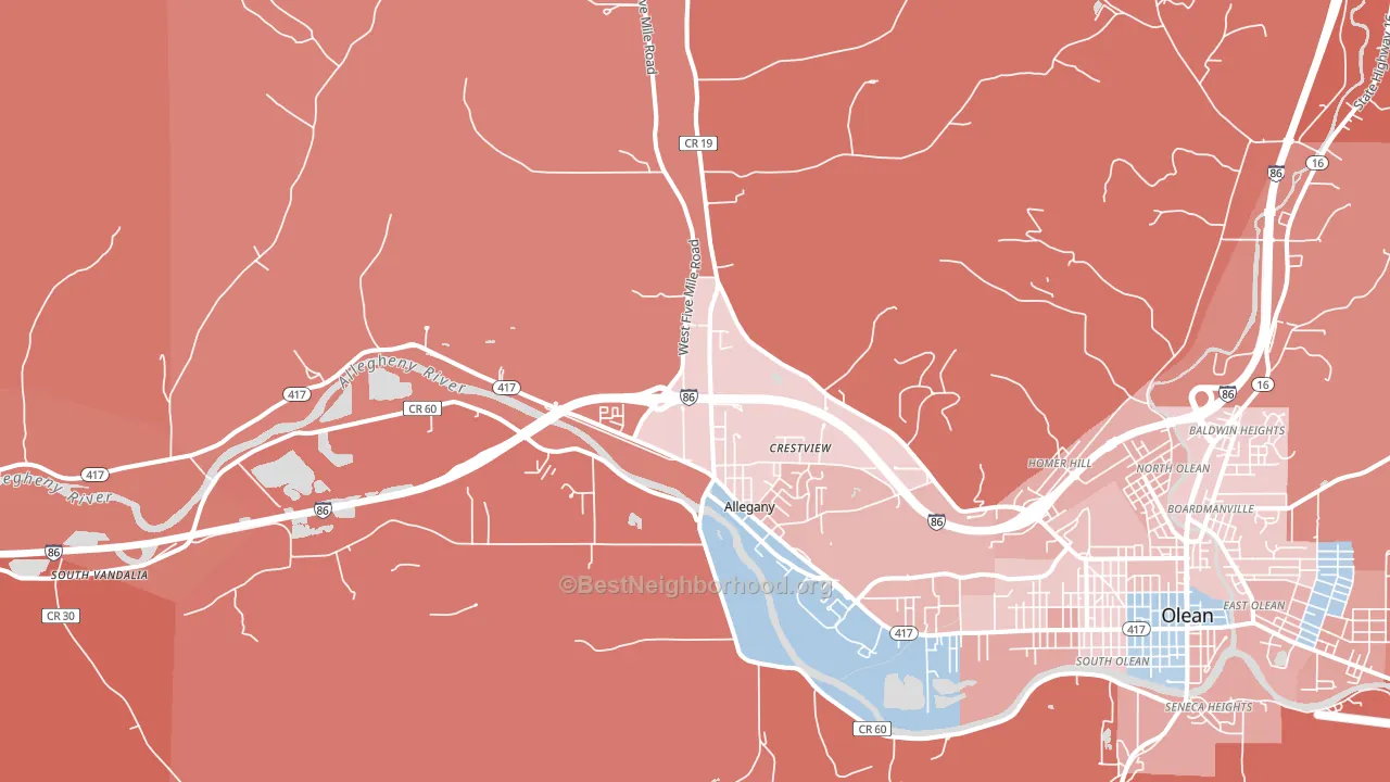 Allegany, NY block-group political-lean map