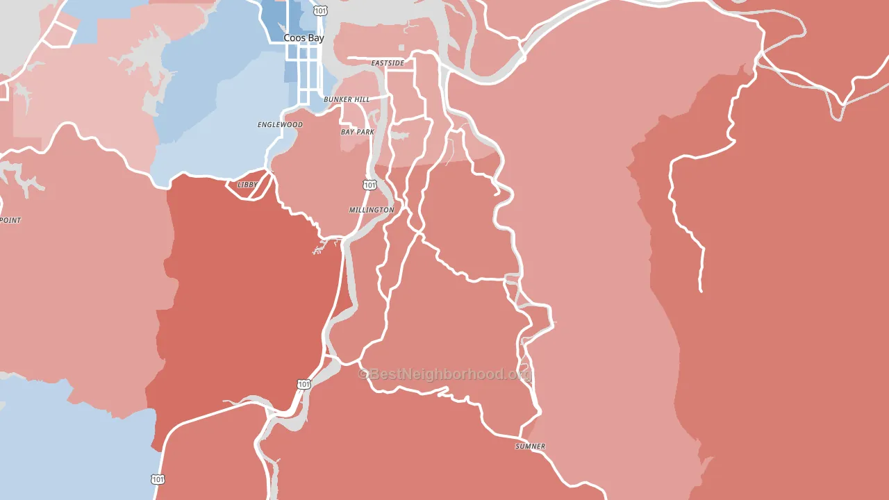 Allegany, OR block-group political-lean map