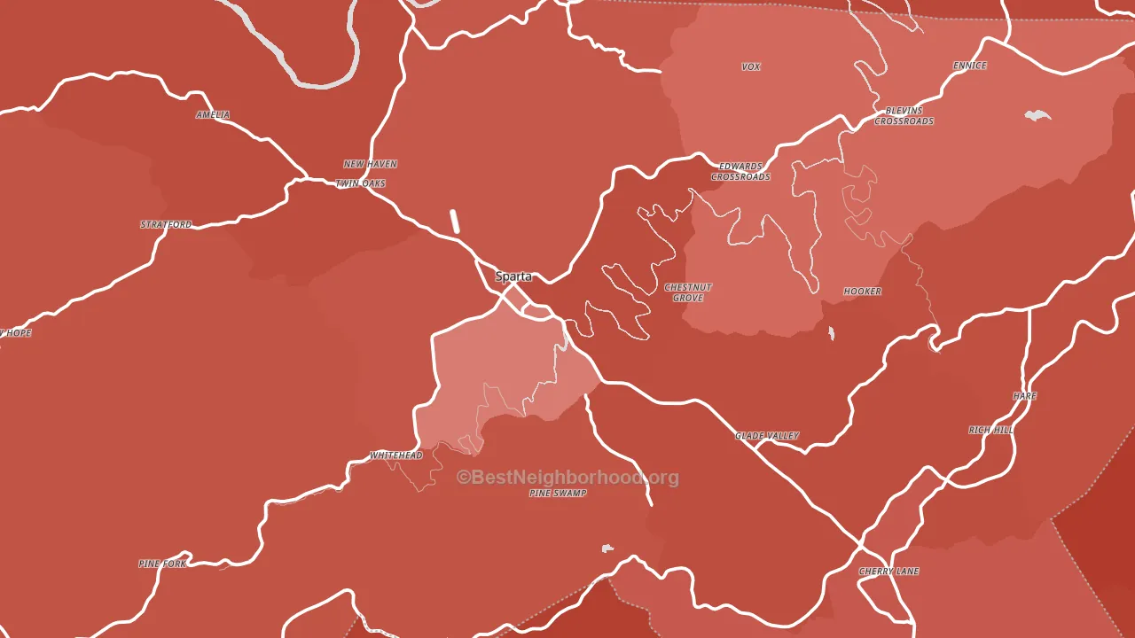 Alleghany County, NC block-group political-lean map