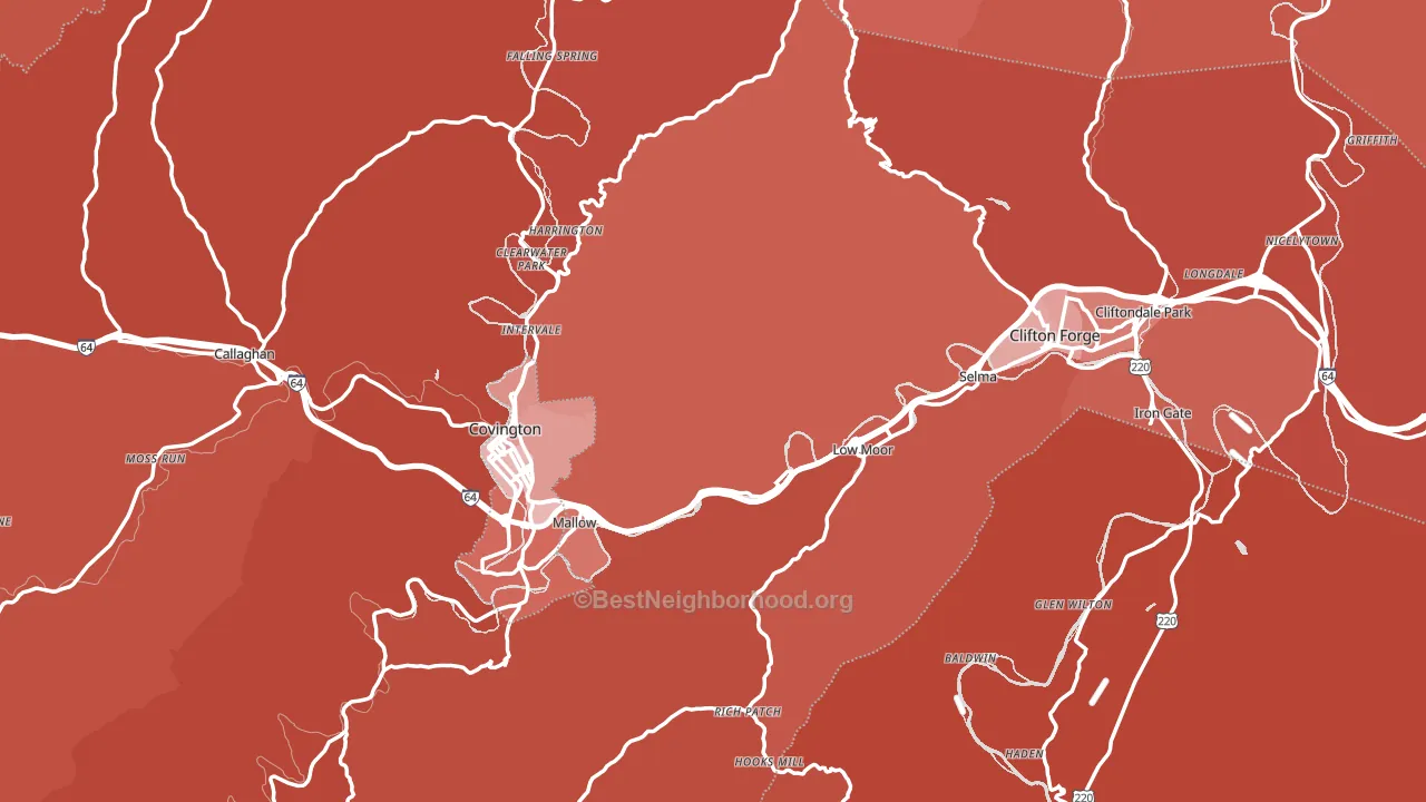Alleghany County, VA block-group political-lean map