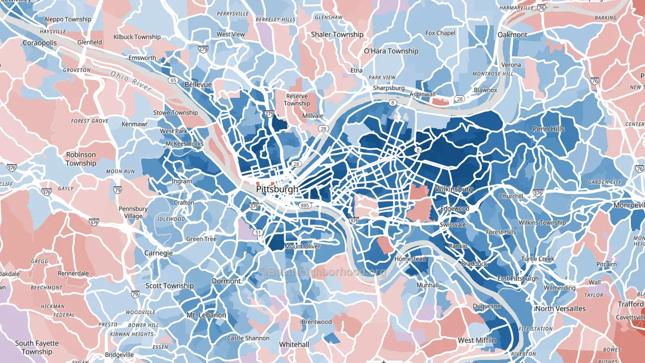 Allegheny County, PA block-group political-lean map