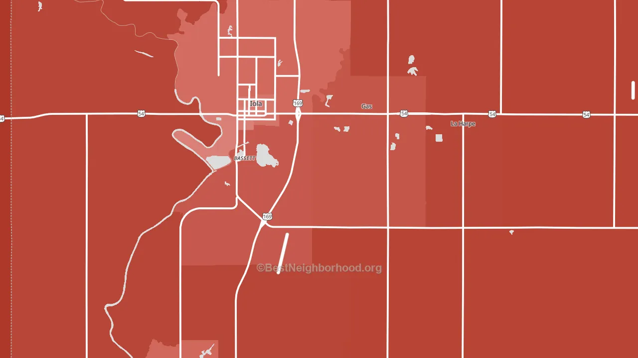 Allen County, KS block-group political-lean map
