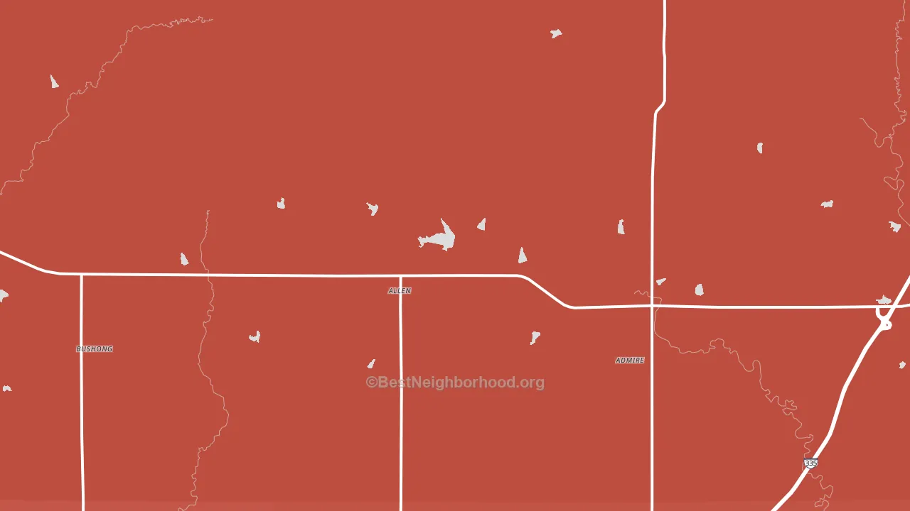 Allen, KS block-group political-lean map