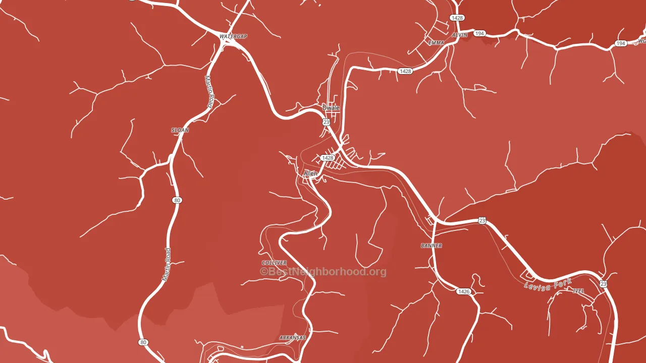 Allen, KY block-group political-lean map