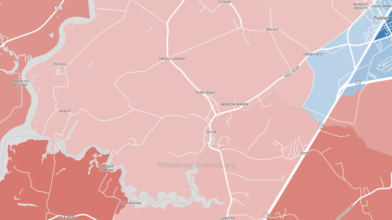 Allen, MD block-group political-lean map