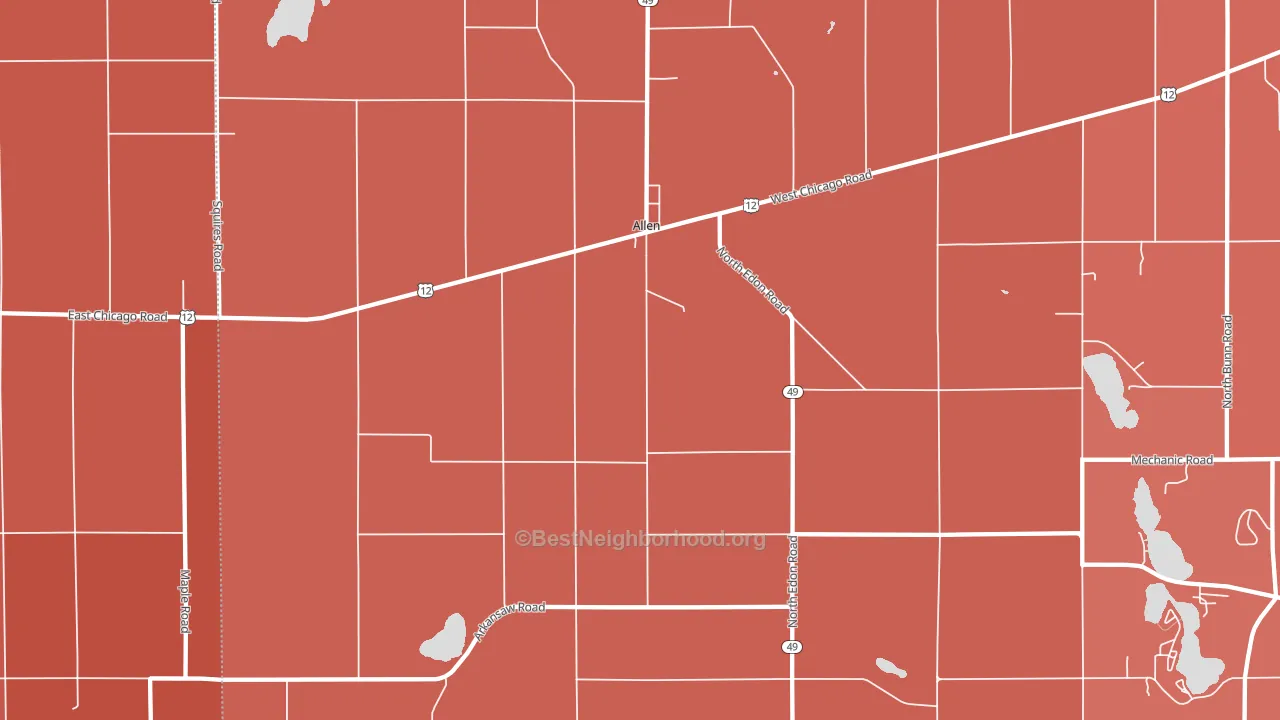 Allen, MI block-group political-lean map