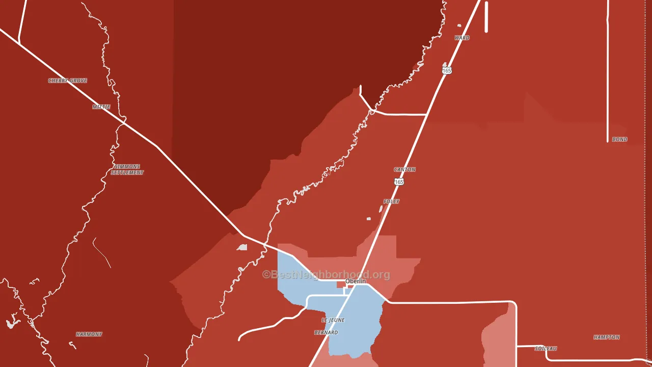 Allen Parish, LA block-group political-lean map