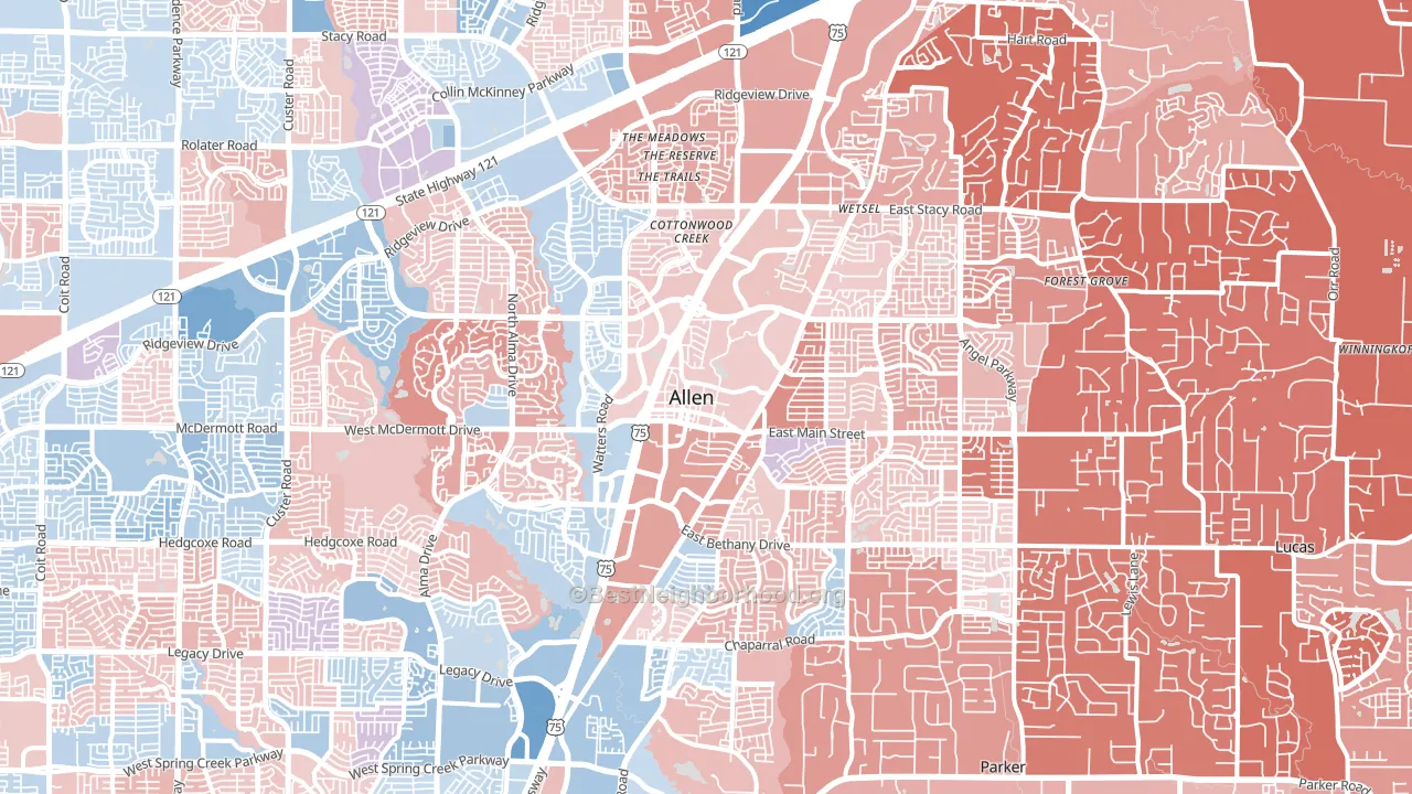 Allen, TX block-group political-lean map
