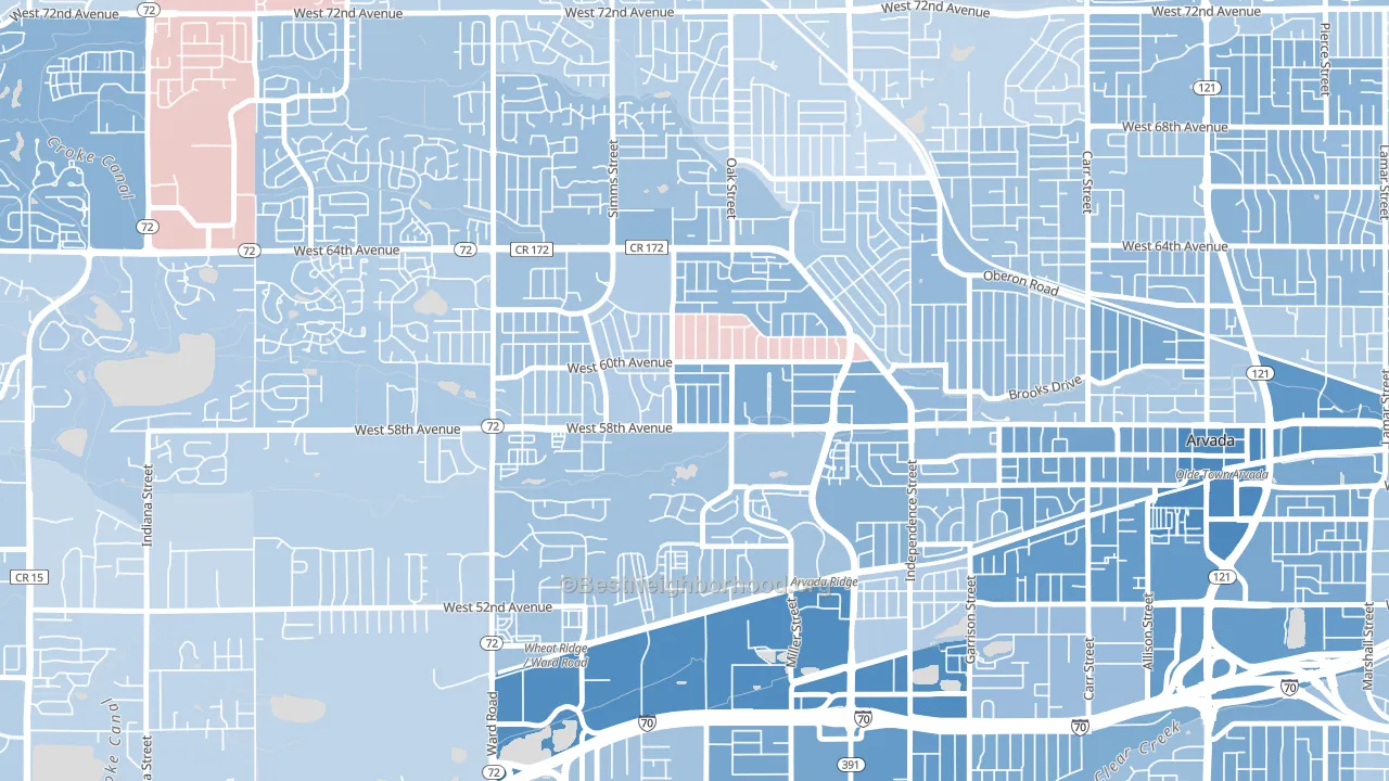Allendale Area, Arvada, CO block-group political-lean map