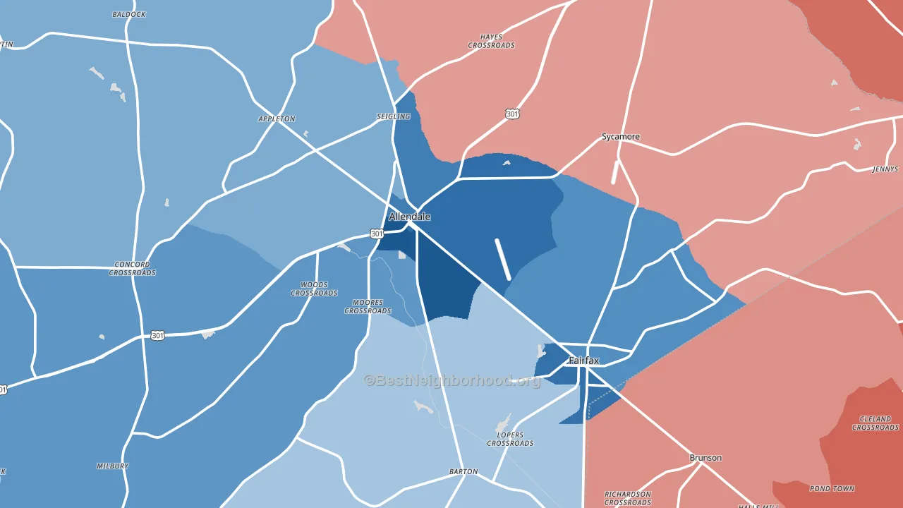 Allendale County, SC block-group political-lean map