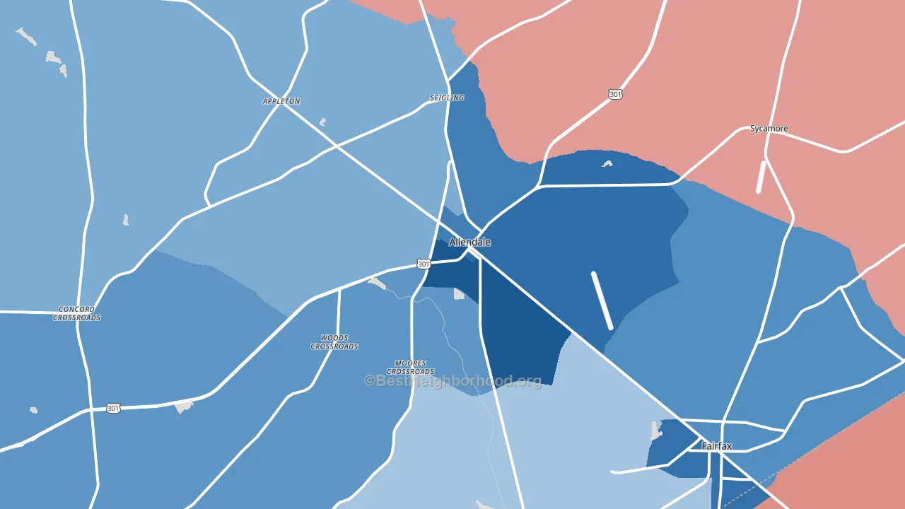 Allendale, SC block-group political-lean map