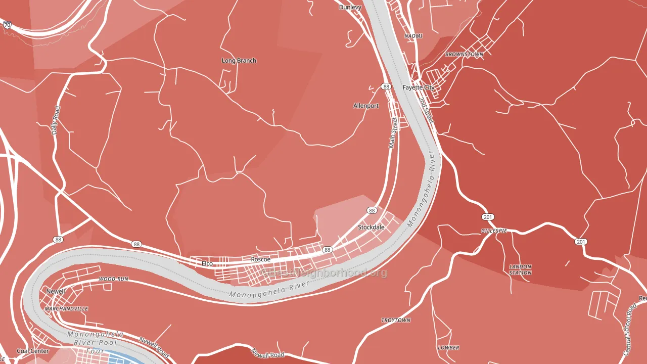 Allenport, PA block-group political-lean map