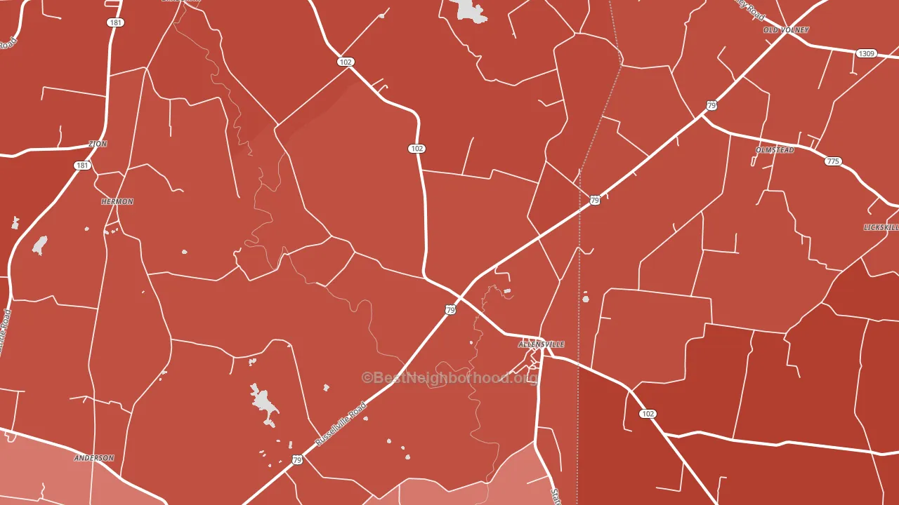 Allensville, KY block-group political-lean map