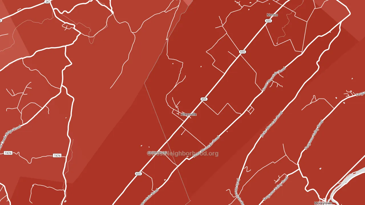 Allensville, PA block-group political-lean map