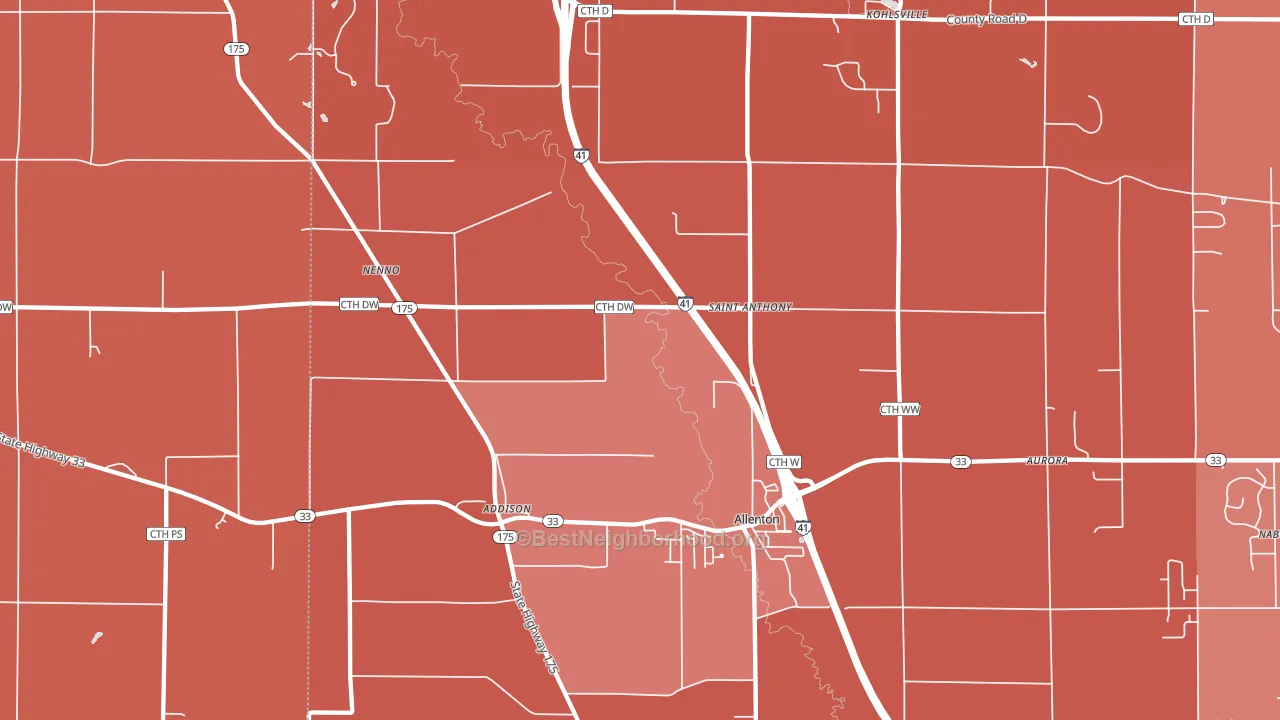 Allenton, WI block-group political-lean map
