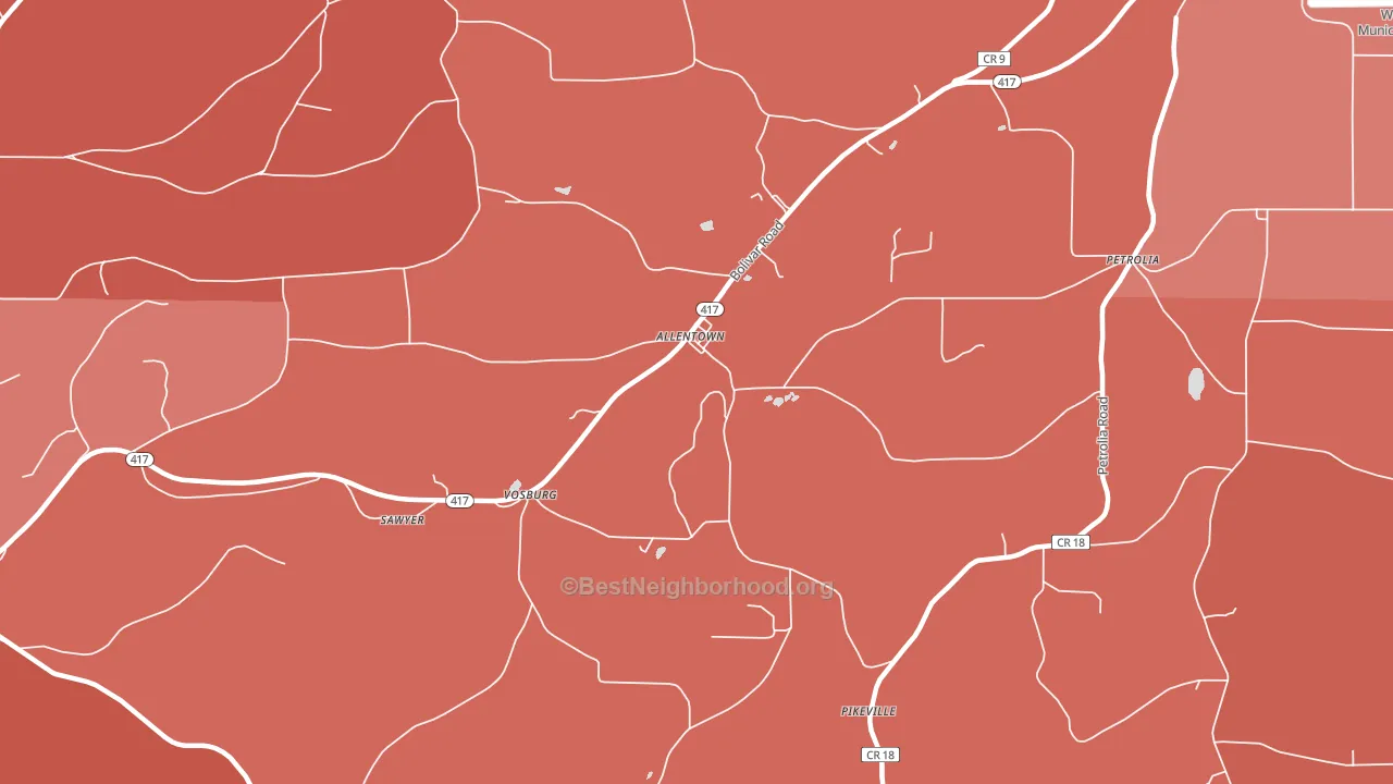 Allentown, NY block-group political-lean map