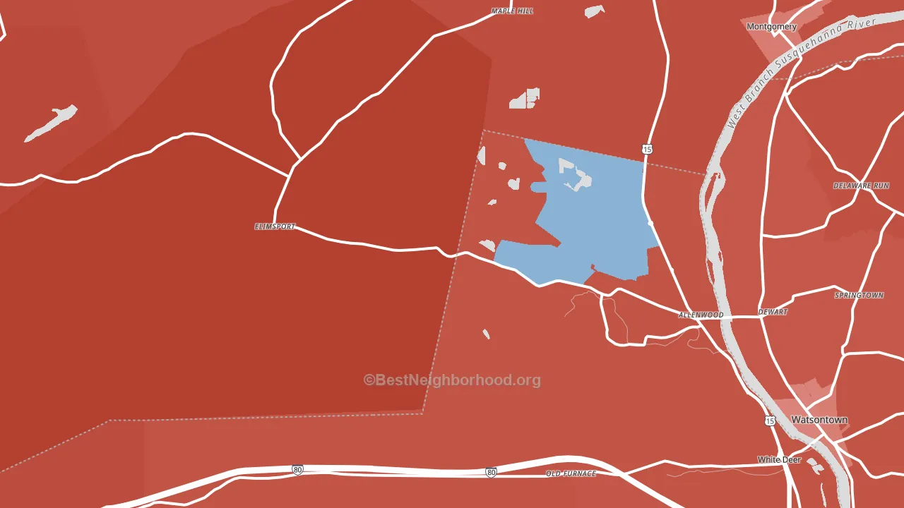 Allenwood, PA block-group political-lean map
