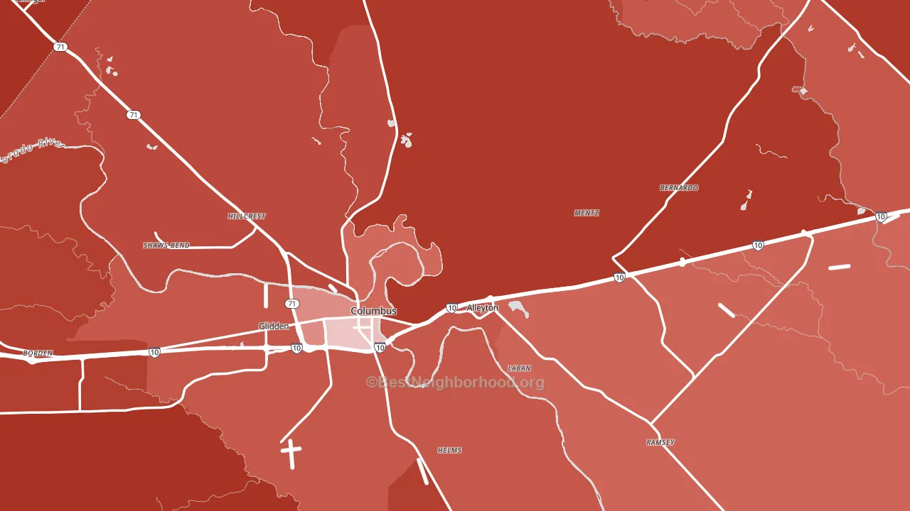 Alleyton, TX block-group political-lean map