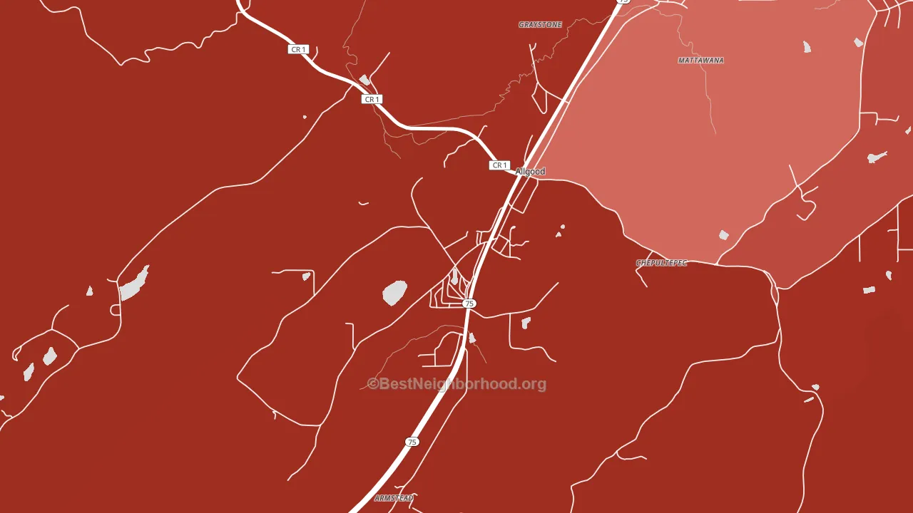 Allgood, AL block-group political-lean map