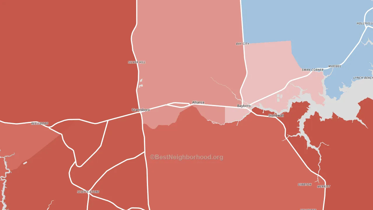 Alliance, NC block-group political-lean map