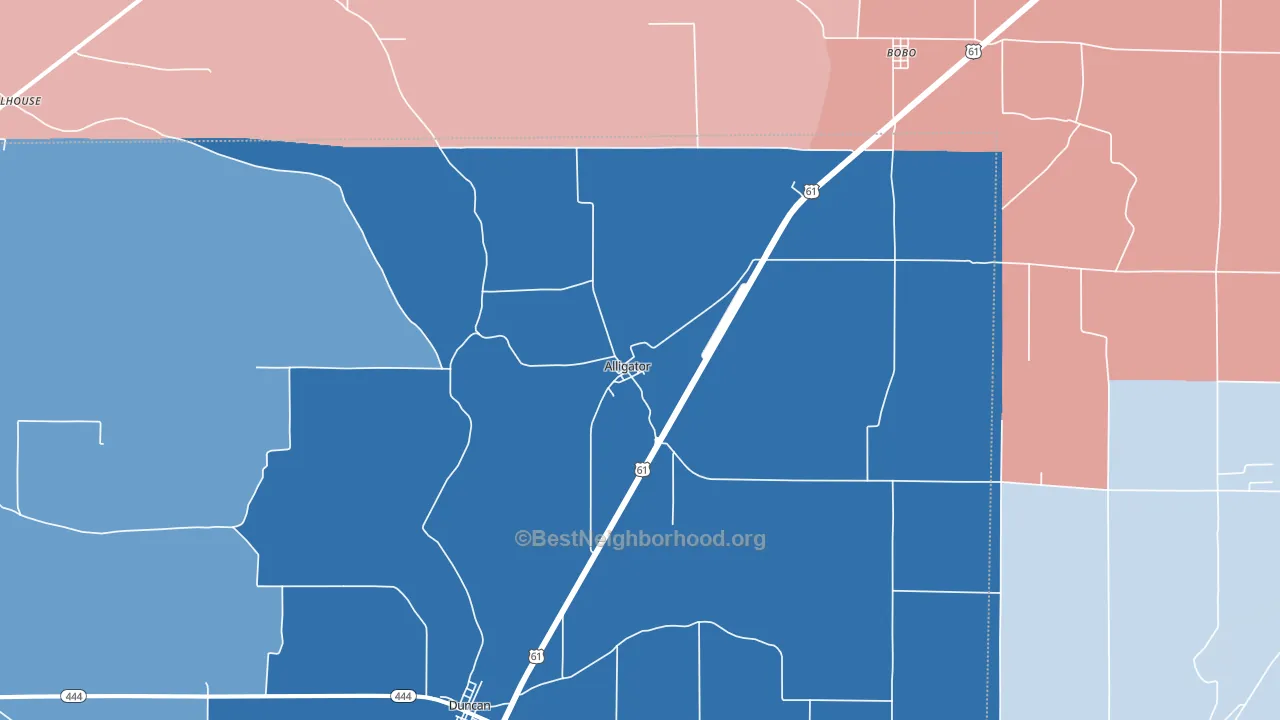 Alligator, MS block-group political-lean map