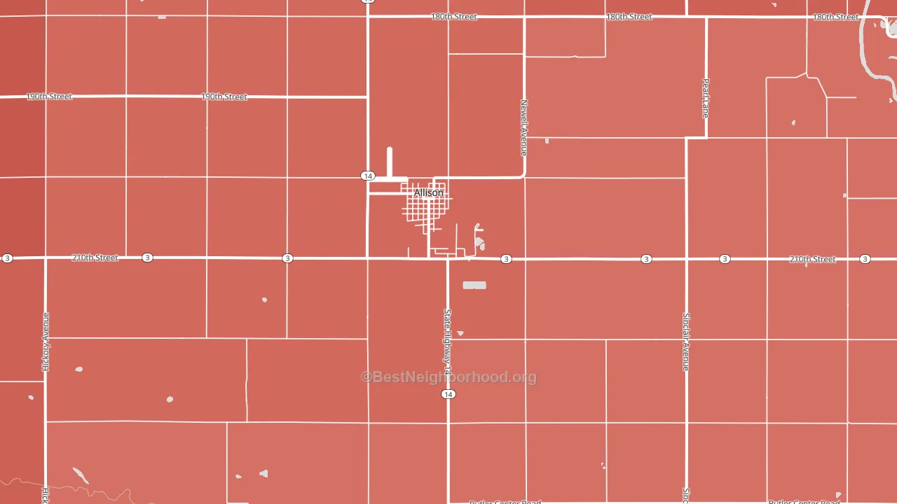 Allison, IA block-group political-lean map