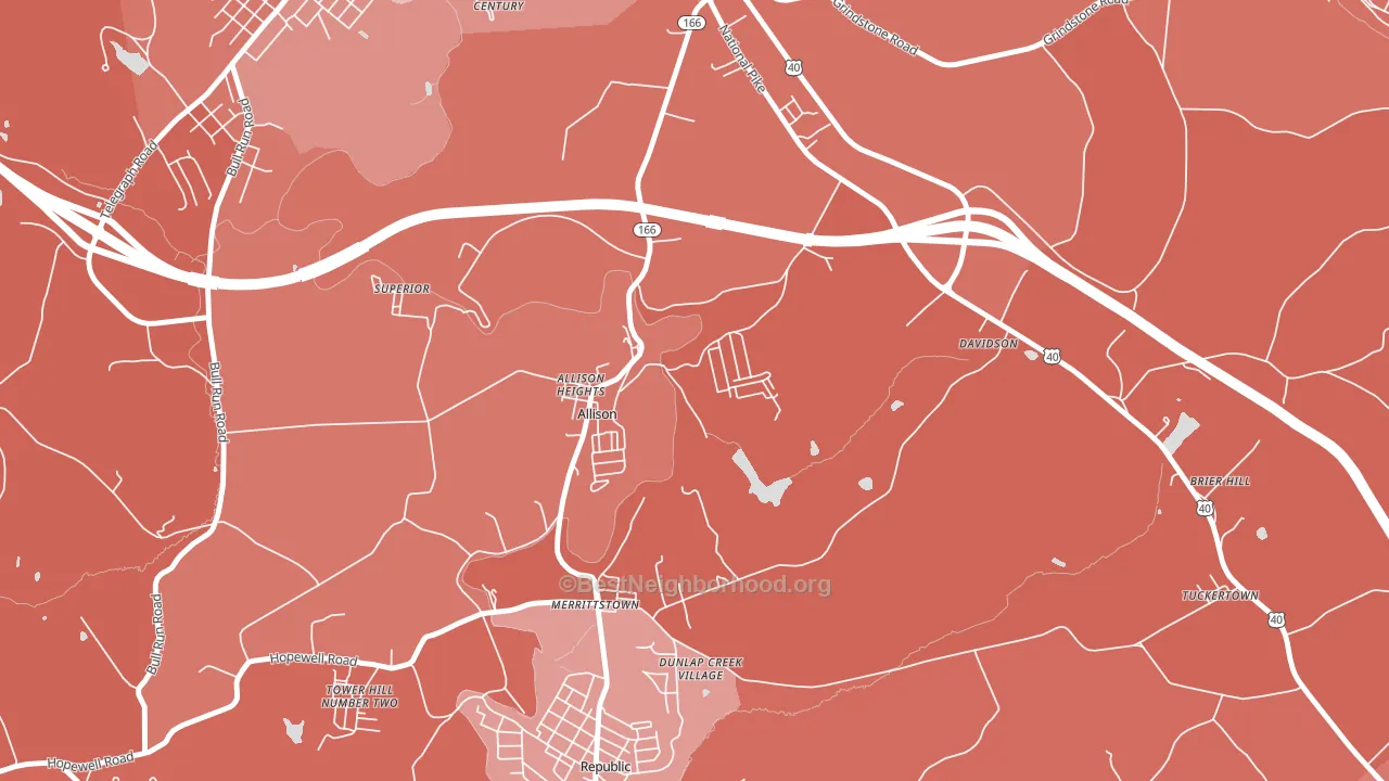 Allison, PA block-group political-lean map