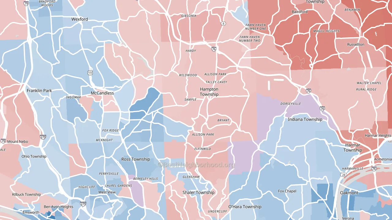 Allison Park, PA block-group political-lean map