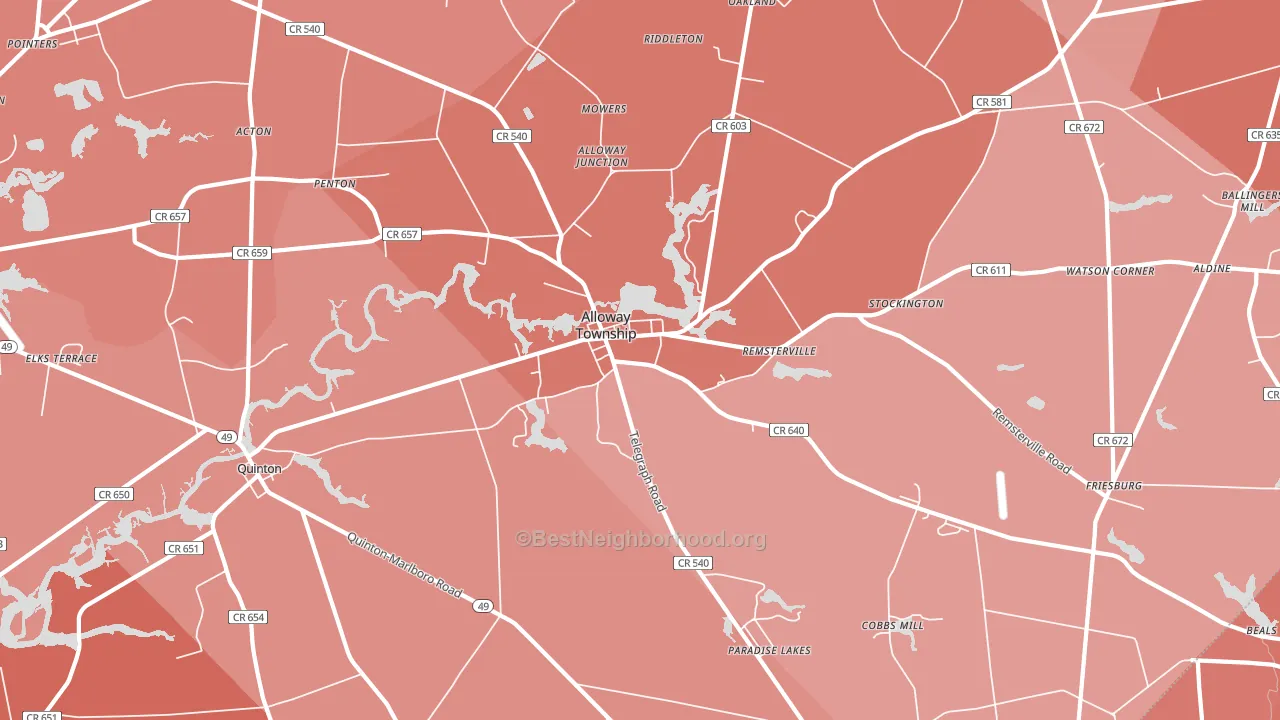 Alloway, NJ block-group political-lean map