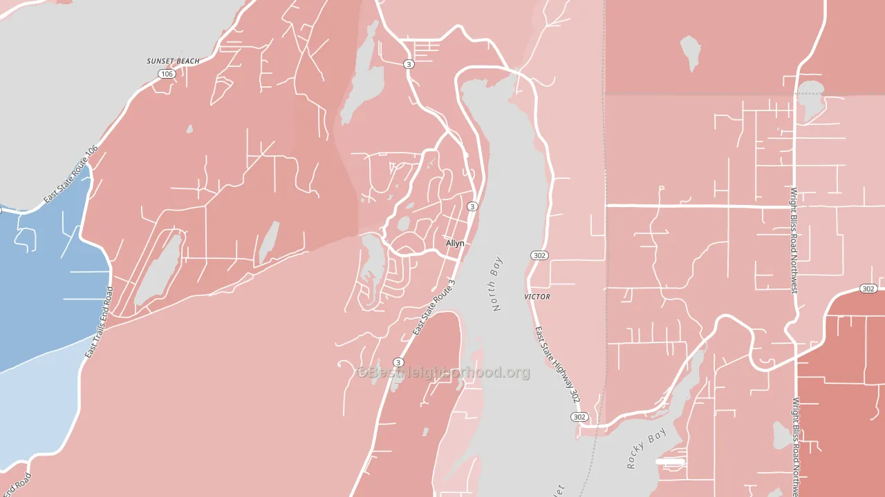 Allyn, WA block-group political-lean map