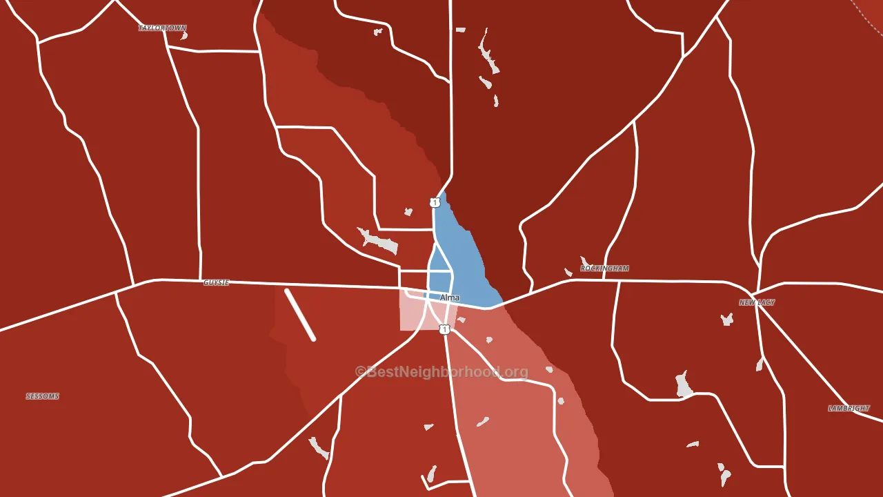 Alma, GA block-group political-lean map