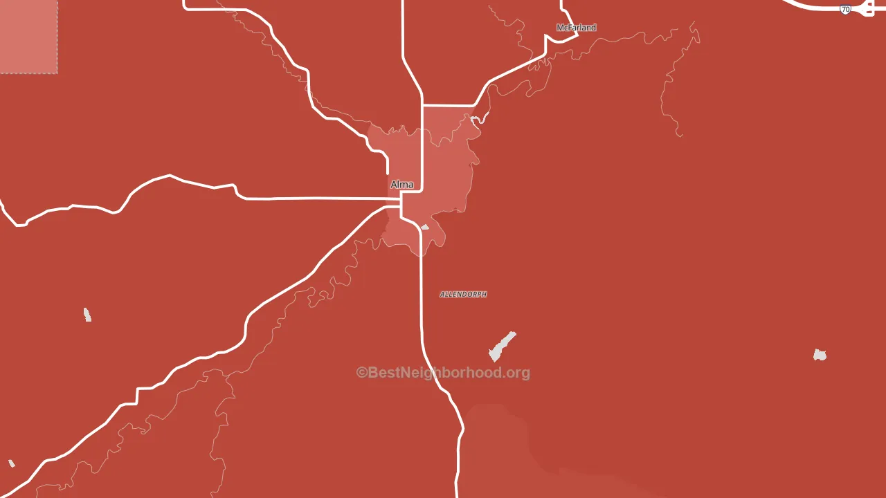 Alma, KS block-group political-lean map