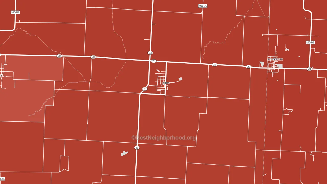 Alma, MO block-group political-lean map