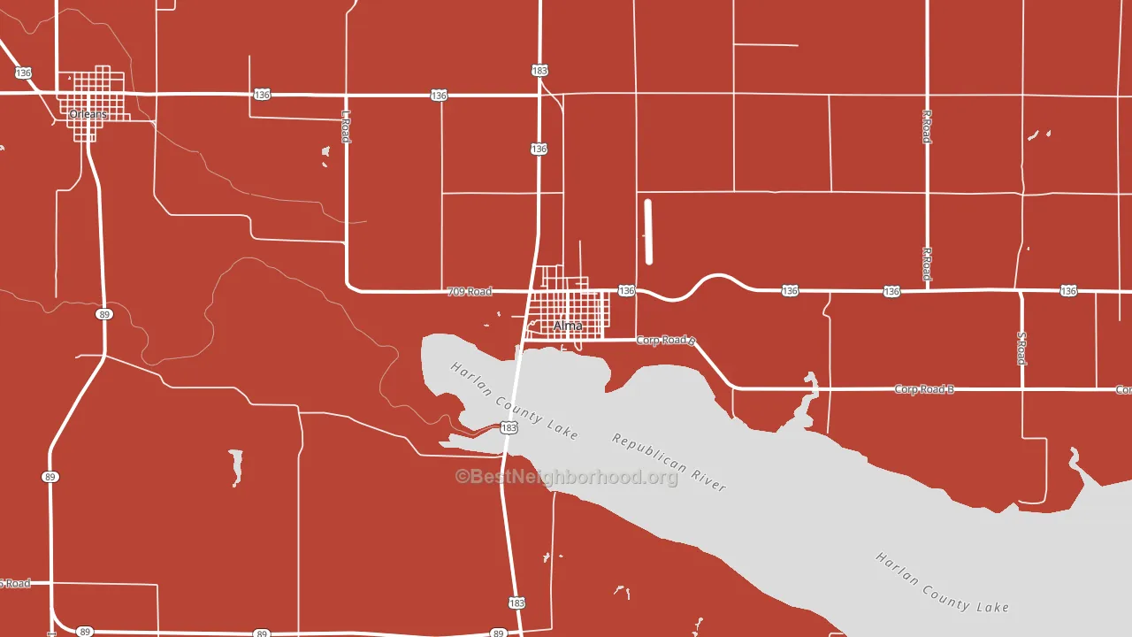 Alma, NE block-group political-lean map