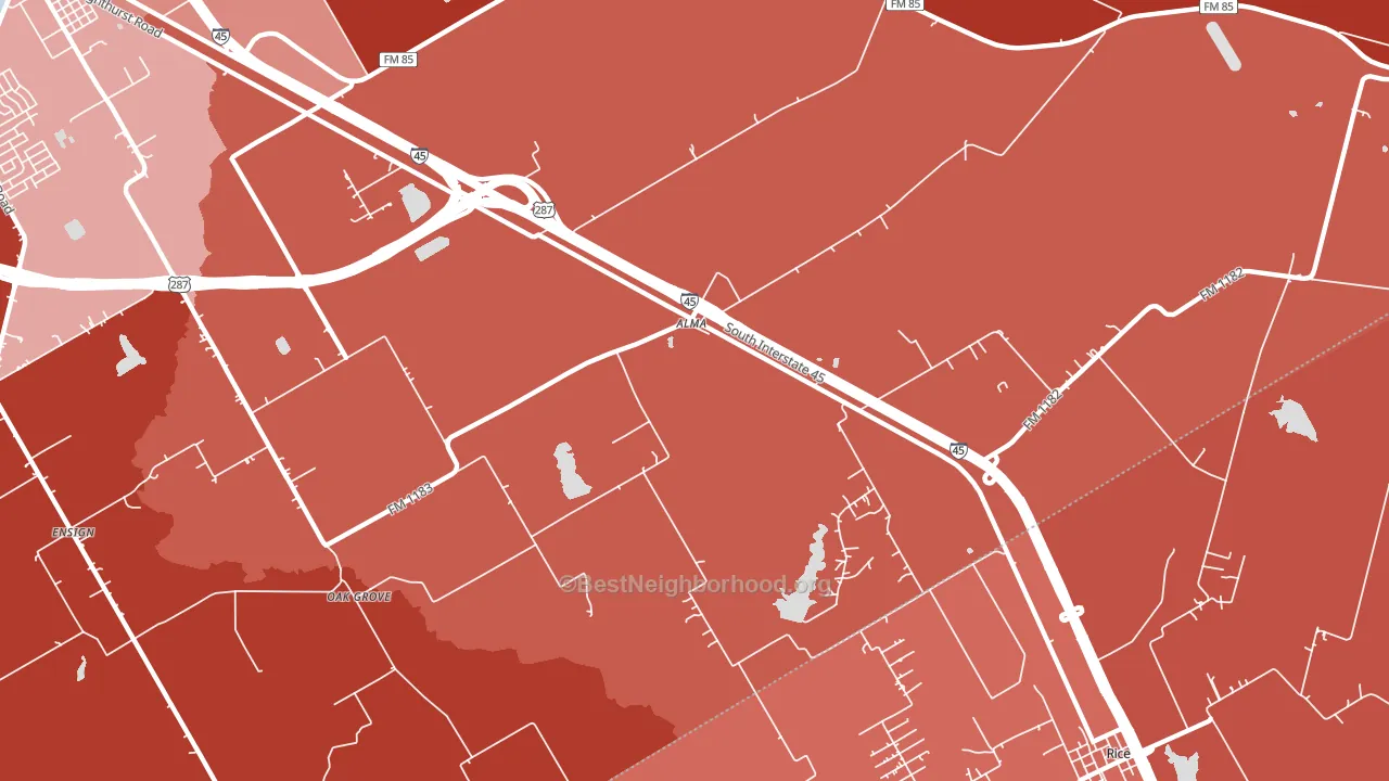 Alma, TX block-group political-lean map
