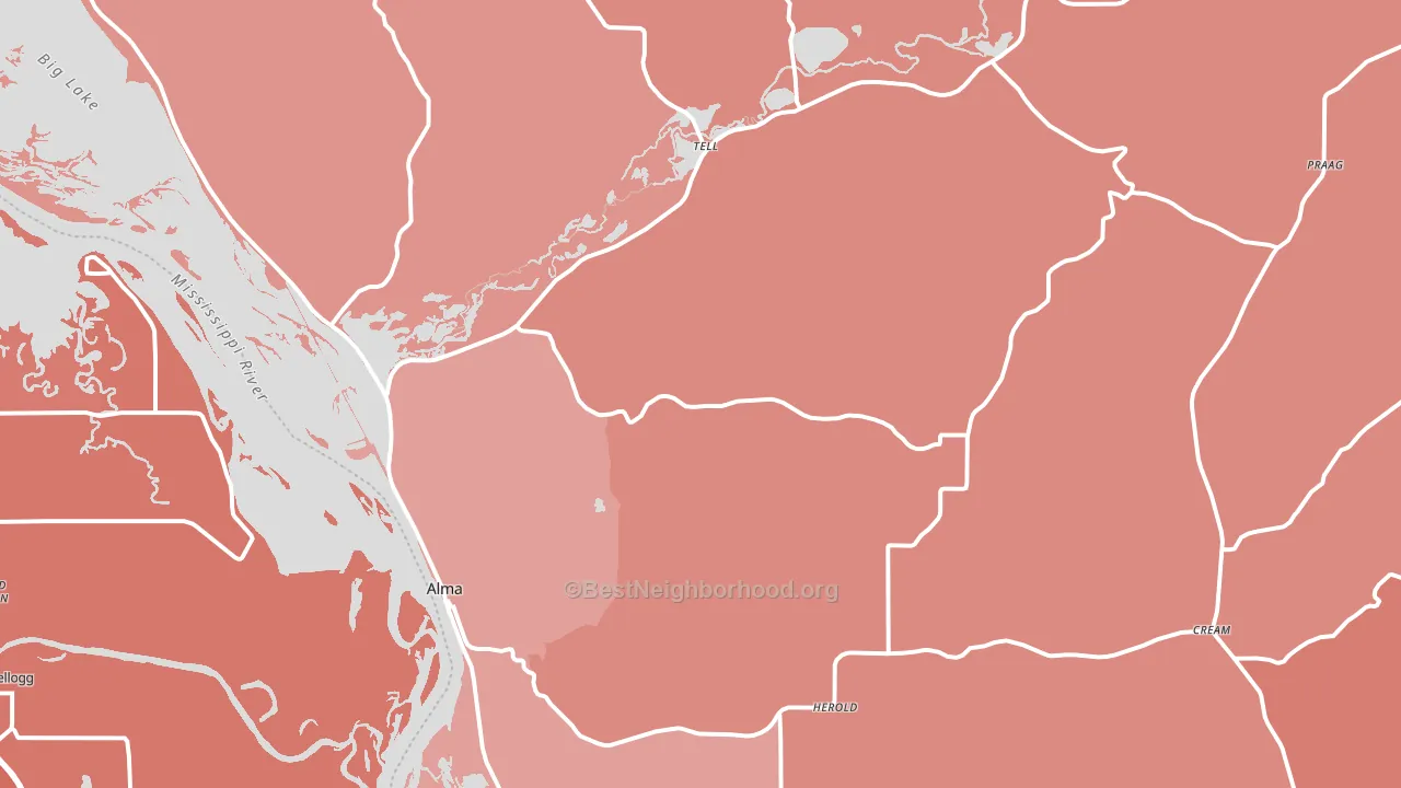 Alma, WI block-group political-lean map