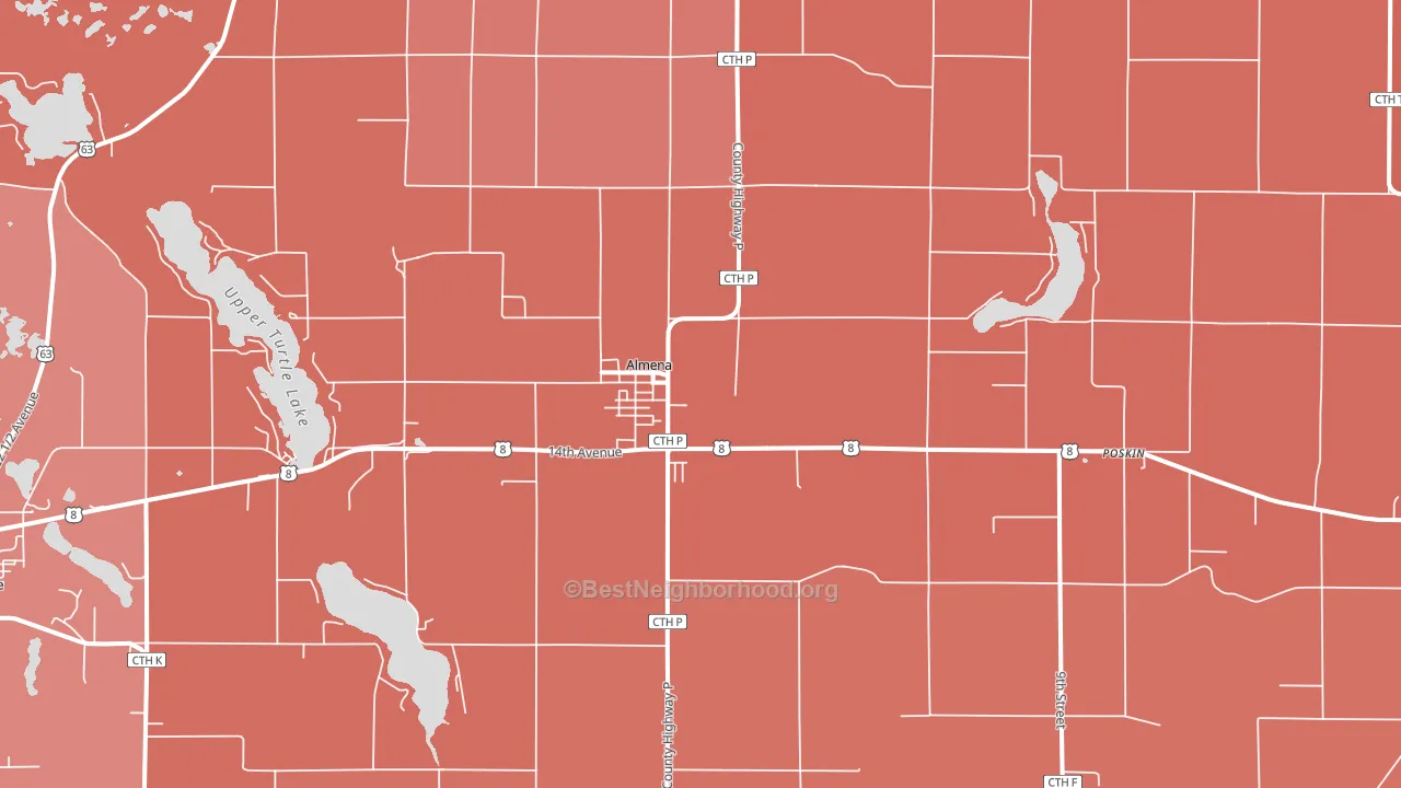 Almena, WI block-group political-lean map