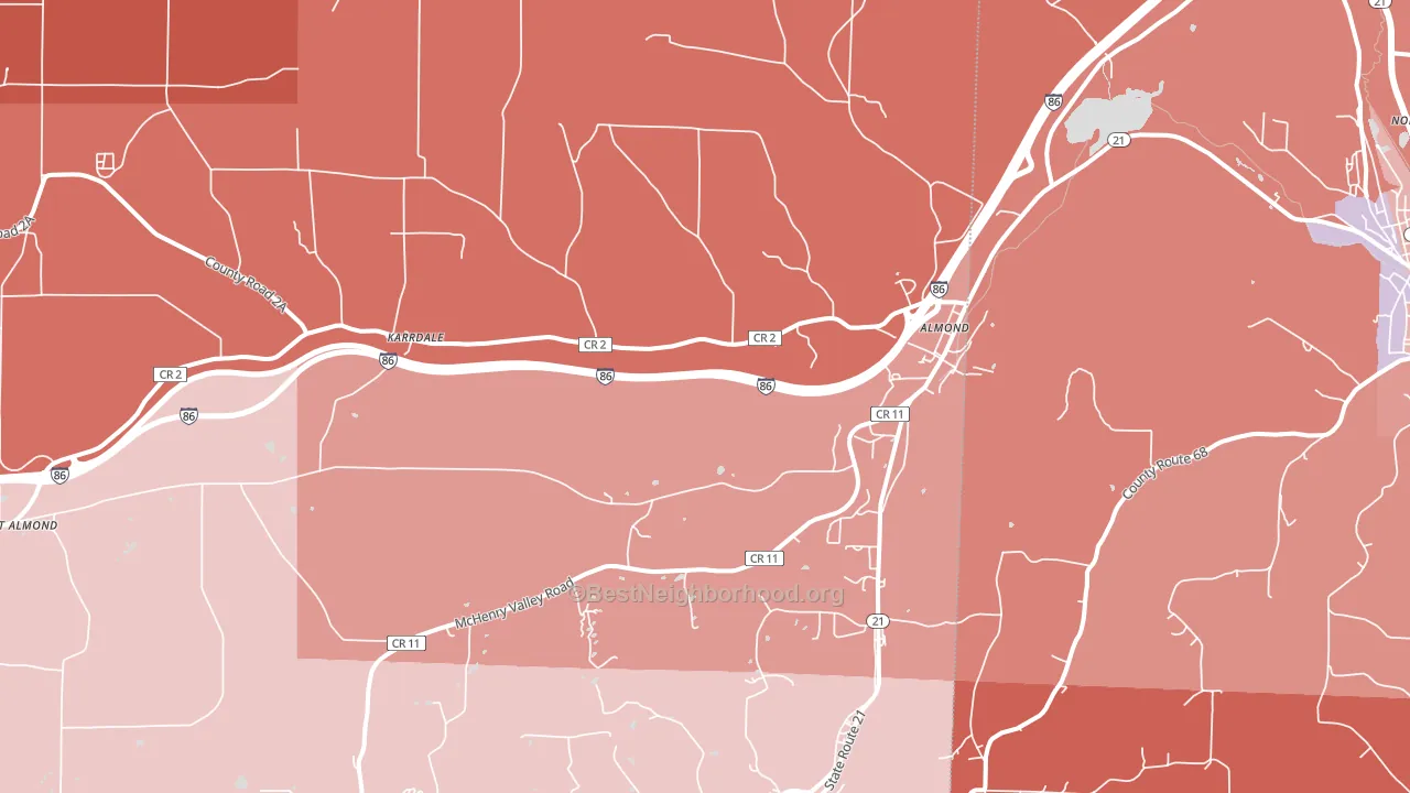 Almond, NY block-group political-lean map