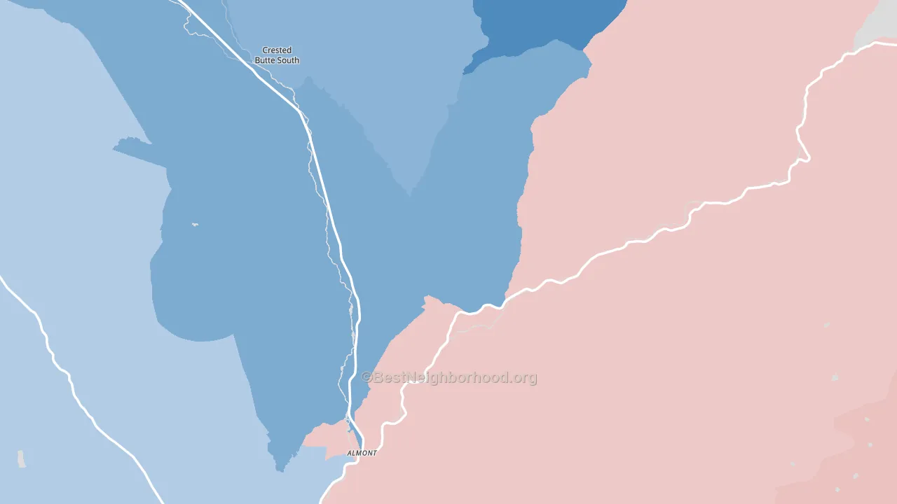 Almont, CO block-group political-lean map