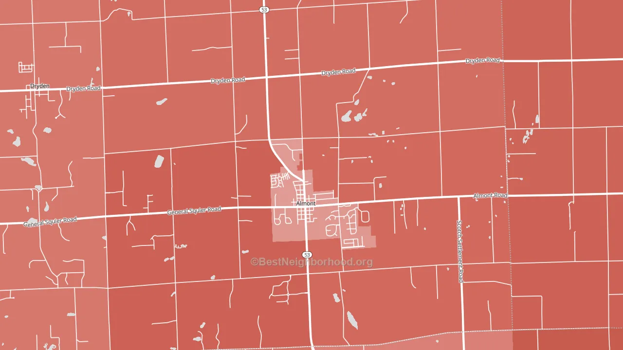 Almont, MI block-group political-lean map