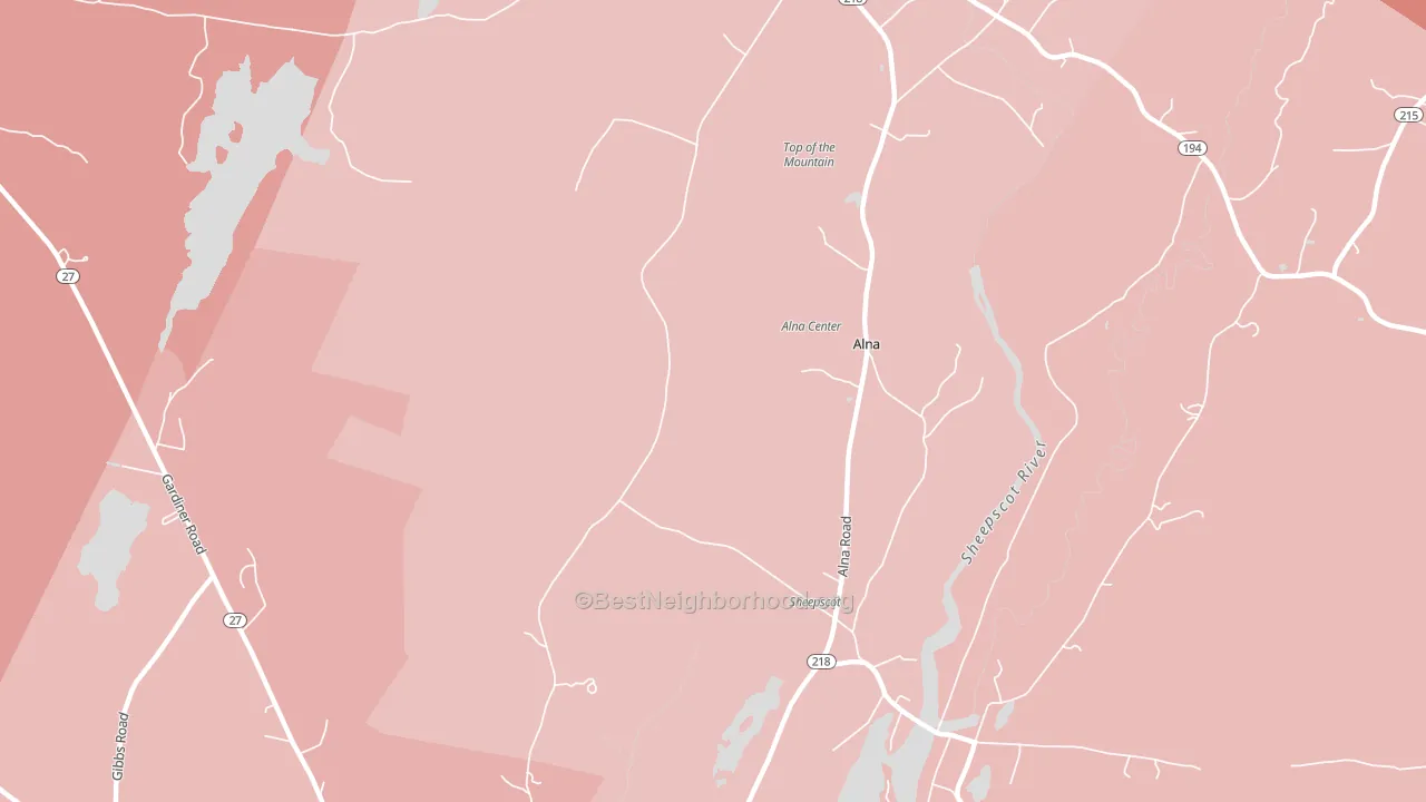 Alna Center, ME block-group political-lean map