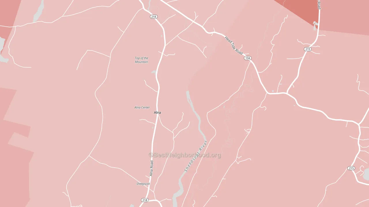 Alna, ME block-group political-lean map