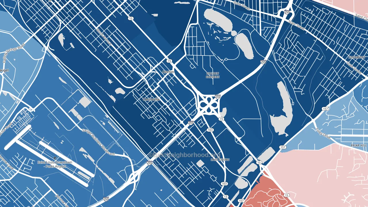 Alorton, IL block-group political-lean map