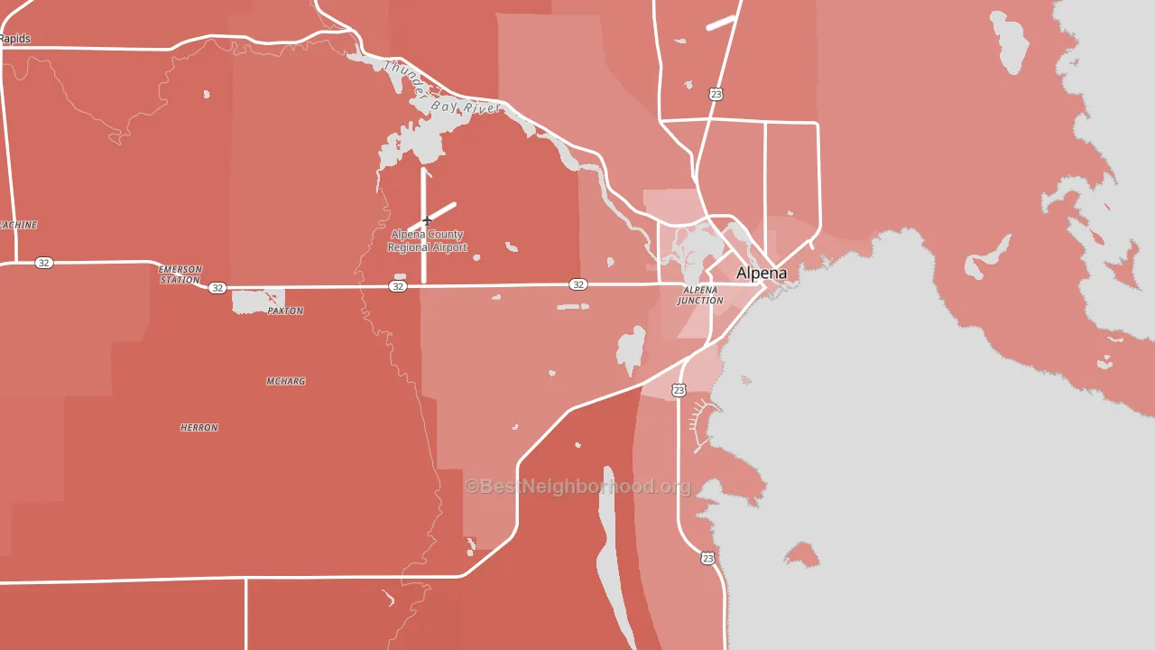 Alpena County, MI block-group political-lean map