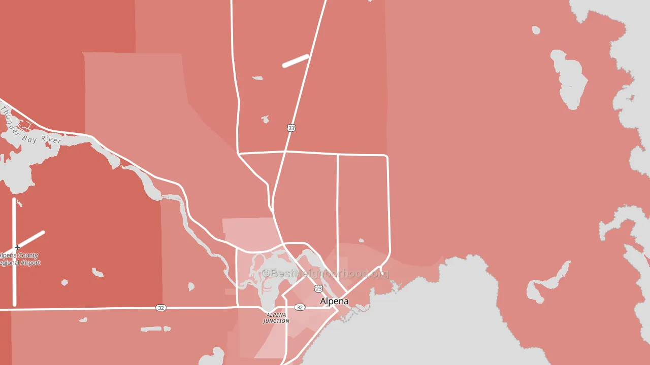 Alpena Junction, MI block-group political-lean map