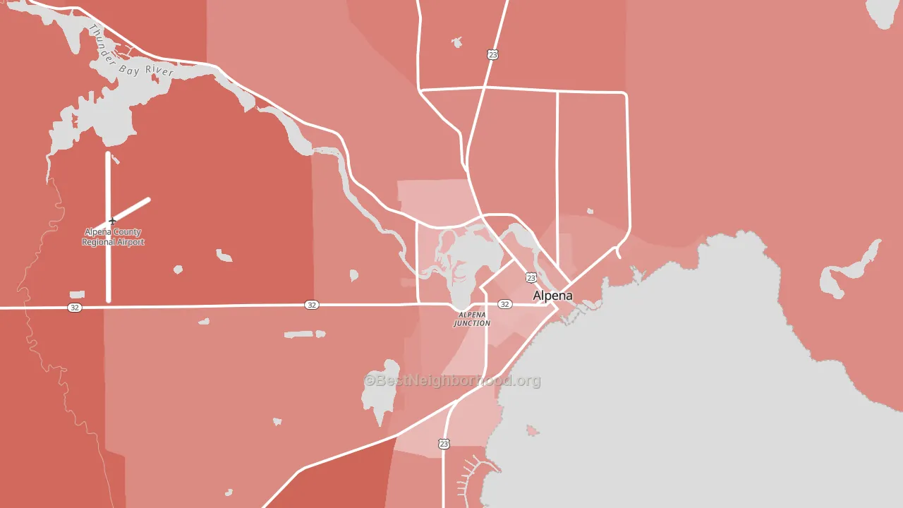 Alpena, MI block-group political-lean map