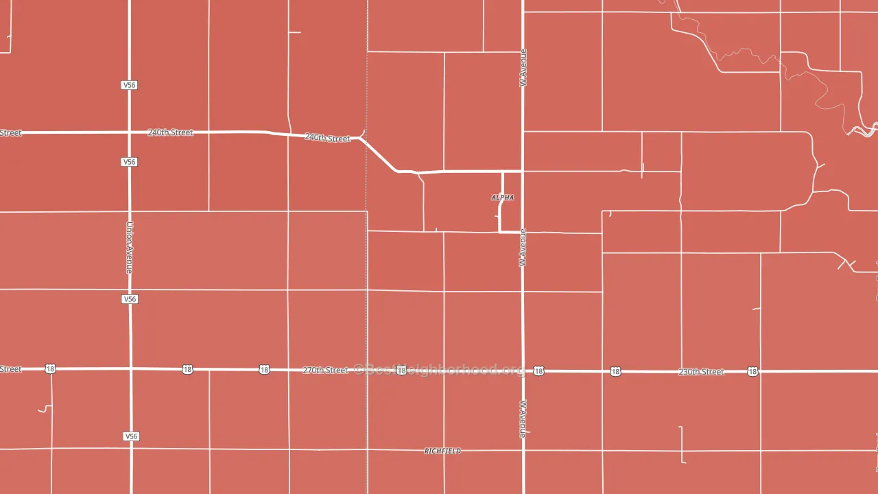 Alpha, IA block-group political-lean map