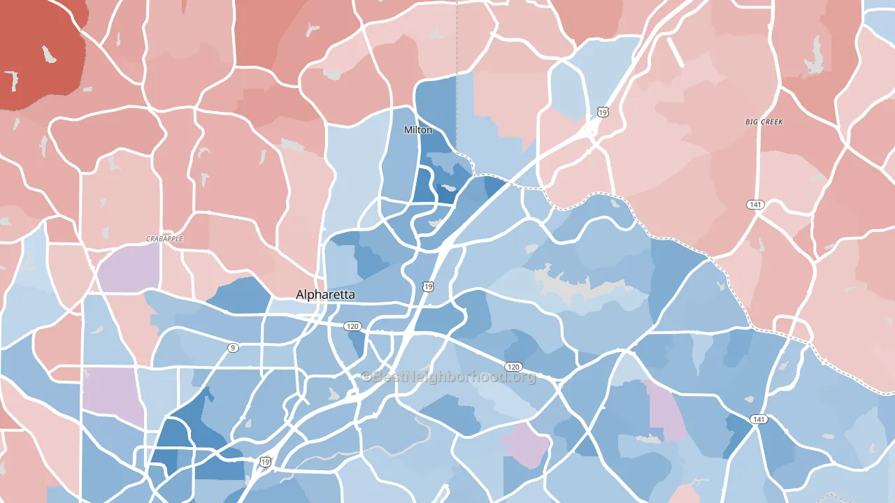 Alpharetta, GA block-group political-lean map